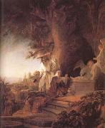REMBRANDT Harmenszoon van Rijn Christ and St Mary Magdalene at the Tomb (mk25) oil on canvas